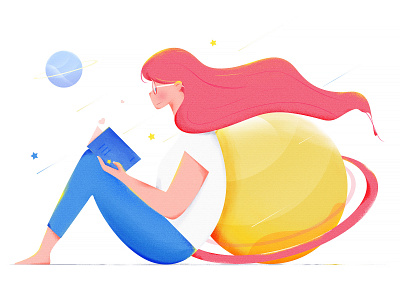 Girl reading a book book girl illustration