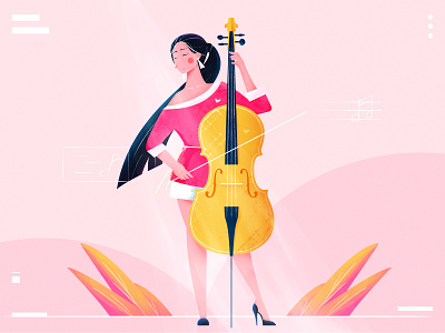 Solo concert-Cello-02 girl illustration muisic