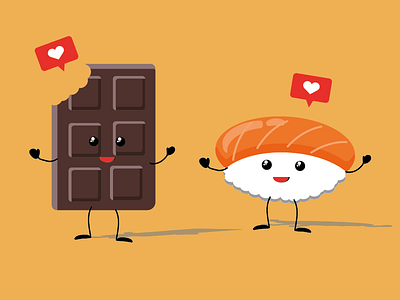 Chocolate and Sushi chocolate design flatdesign illustration illustrator minimalist sushi ui vector