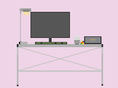Office computer design flatdesign illustration illustrator minimalist office office design ui vector