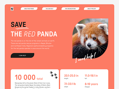 Save red panda animal banner clean design design hero landing page minimalism panda product design red typography ui ux ui web web ui website