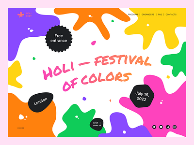 Landing page concept for Holi festival