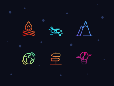 Set of icons on the theme of outdoor
