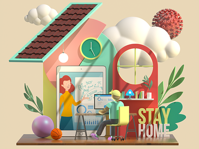 Stay Home 3d 3d art 3d artist c4d design illustration