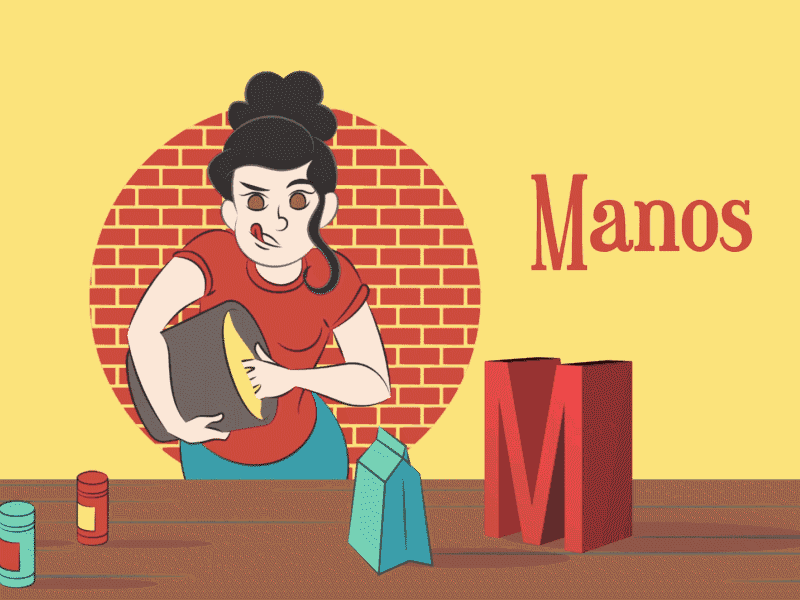 Using her hands typography animation vector illustration design