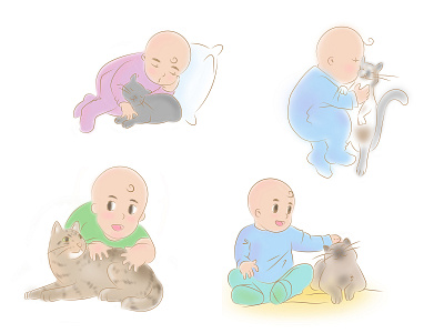 Baby & Kitties design illustration vector