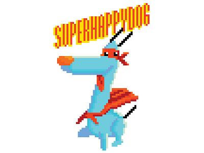 Super Happy Pixel Dog dibujo dog drawing hero illustration perro pixel pixel art super tongue