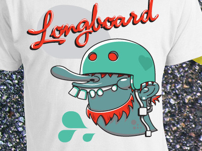 Longboard T-Shirt character drawing longboard tshirt