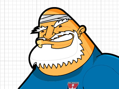 Old Rugbier character drawing rugby vector