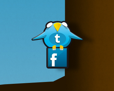 Twitter bird + Facebook character drawing facebook twitter vector