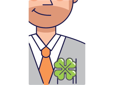 Clover clover flat good luck happy illustration man suit tie vector