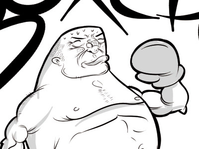 The Boxer in boxer boxer bw character drawing photoshop