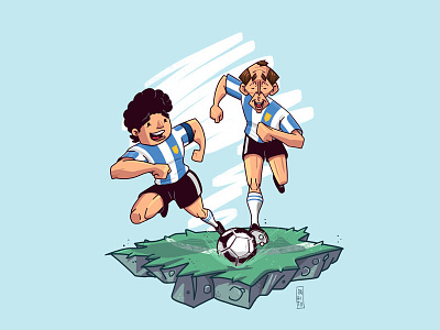 Maradona y Bochini bochini character drawing illustration maradona pahito photoshop