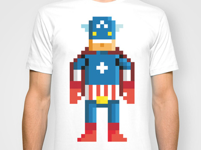 Pixelman America 8bit captain america pixel pixel heroes tshirt