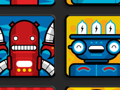 28 Robots colors game iphone memotest robots video game