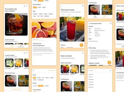 Cocktail App app bar cocktail cocktail bar concept drinks recipes steps ui design uxdesign