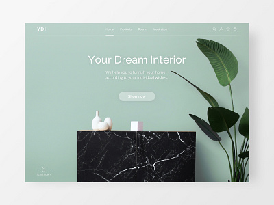 Minimalistic website for furniture clean design ecommerce furniture hero home homepage interior minimal minimalistic online shop plants product scroll down shop store ui webdesign website