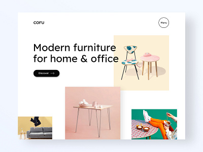 Furniture Website button clean ecommerce furniture interior landing page minimalism product page shop simple typography ui webdesign website