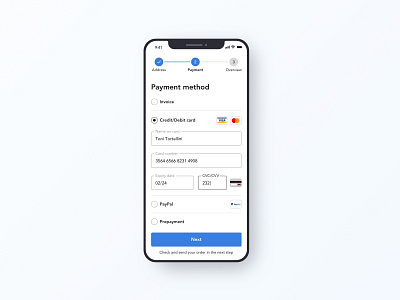 Credit Card Checkout app app design checkout checkout flow checkout page checkout process credit card dailyui dailyui 002 interface mobile payment payment methods progress bar purchase shop ui web