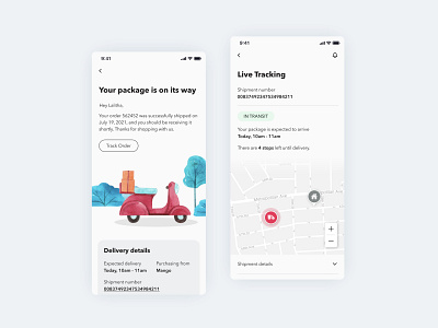 Location tracker for package delivery app clean dailyui dailyui 020 delivery graphic design illustration interface location tracker map mobile tracking ui