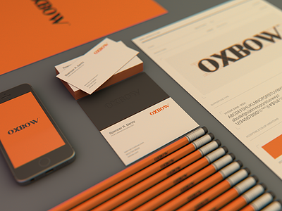 Oxbow branding & collateral 3d modeling animation studio branding business cards cinema 4d custom logotype film studio logo oxbow typography
