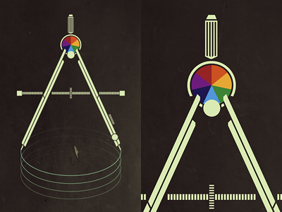 Encompass Print colorcubic compass encompass illustration poster print rainbow roygbiv spectrum tools