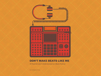Don't Make Beats Like Me (book cover design) 2d illustrations akai book cover colorcubic drum machine graphic design headphones helix cord illustrations kaoss pad mpc music producer tiled pattern