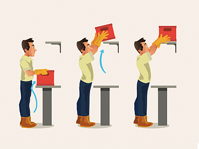 Watch your back box character design ergonomy illustration job worker