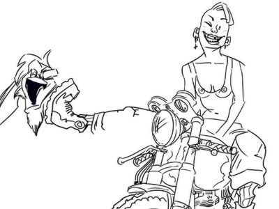 Tank Girl WIP bike character drawing girl illustration moto motorbike tank tankgirl wheels wip