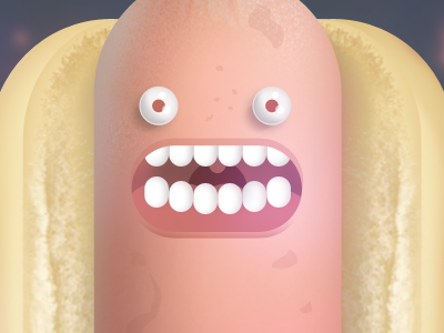 Horror Wurst - detail afraid cartoon character design elkaniho fear horror illustration realistic sausage wurst