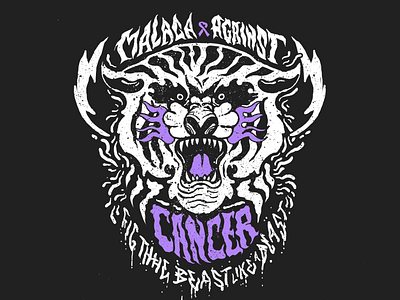 MALAGA AGAINST CANCER beast cancer design fight illnes illustration savage tee tiger tshirt