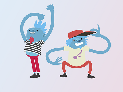 Funny Dancers 2 characters dancers funny illustration party rockers rocking