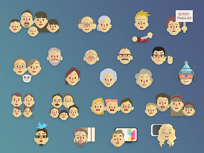 A lot of people characters class crowd faces icon illustration infographics people typology