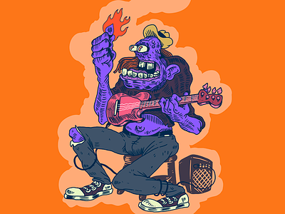 Flaming Pick amp blues man flaming guitar guitar player guitarrist illustration pick rock rotten savage krauss