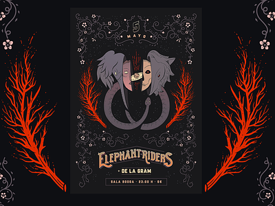 Elephant Riders Poster concert design elephant riders illustration music poster rock stoner