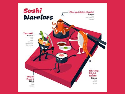 Sushi Warriors flatdesign flatillustration graphicdesign illustrator sushiwarriors vectorart