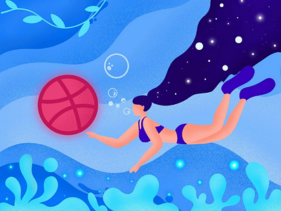 Hello Dribbble design first shot hello hello dribbble illustration procreate swimming pool under water