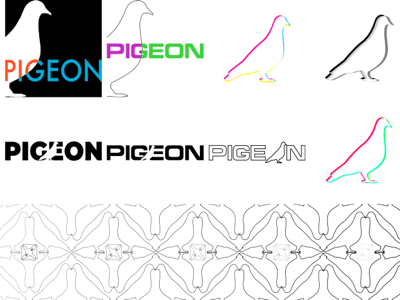 Pigeon Branding Concepts bird branding color theory concept edm electronic dance music logo design negative space pigeon