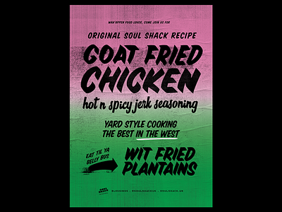 GOAT fried chicken dancehall fried chicken jamaica leeds poster soul shack turtle and hare typography