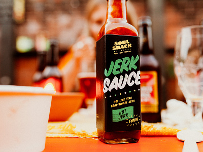 Hot Jerk Sauce bottle branding hot suace identity jamaica jamaican jerk packaging soul shack typography