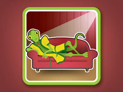 Lounge Lizard Badge badge couch illustration lizard lounge rebound robe sofa