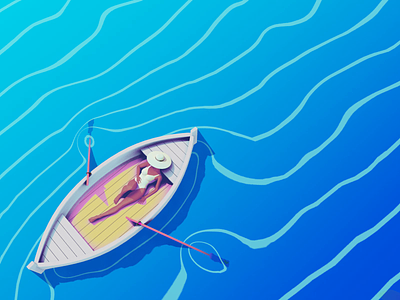 Boat Trip animation blender3d boat chill eevee illustration manta manta ray relax stylized summer sun water waves