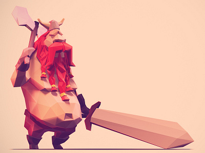 Low Poly Viking 3 3d axe character character design fat illustration low poly sword viking