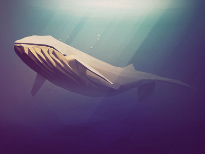 Low Poly Blue 3d animal blue illustration low poly lowpoly mood ocean rays water whale zbrush