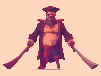 Low Poly Pirate 3d cartoon character character design illustration low poly pirate stylized swords zbrush