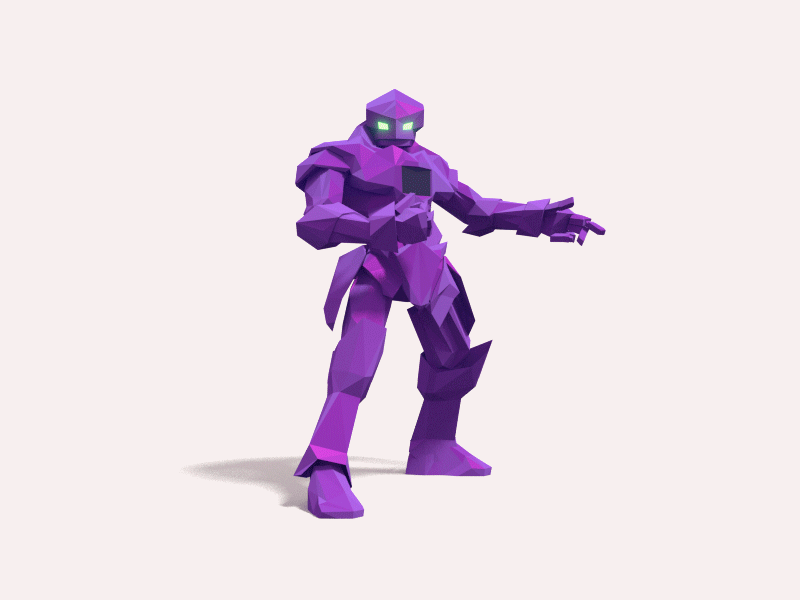 Low Poly Robot 3d character character design low poly purple robot turntable