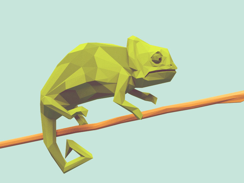 Vertigo low poly chameleon animation afraid vertigo loop eyes illustration stick