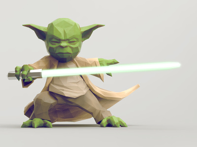 Yoda character fighter force illustration jedi knight light low poly saber star wars warrior yoda