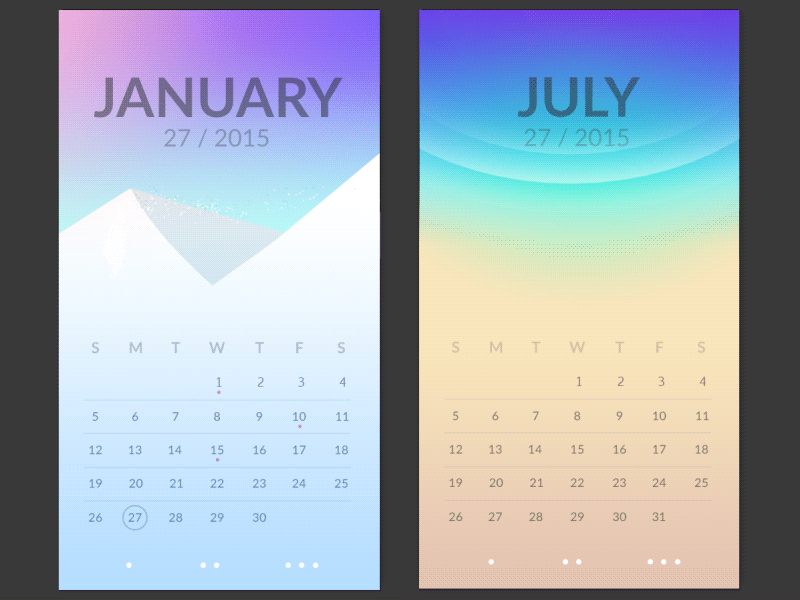 Calendar App animation app calendar interface month mood ui ux