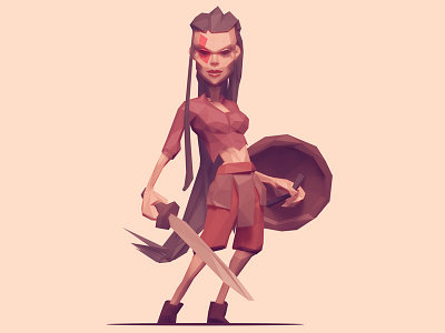 Low Poly Shieldmaiden 3d character female illustration low poly shieldmaiden strength viking warrior woman